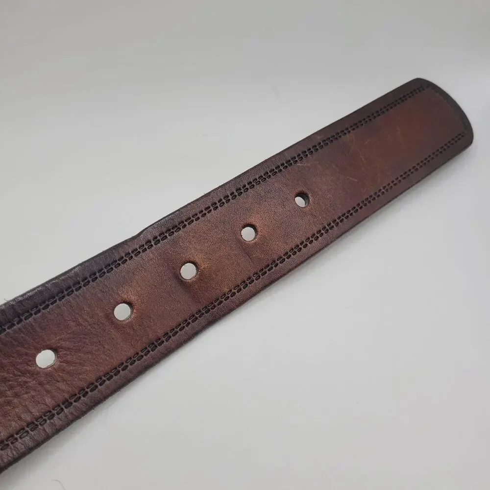 Fossil Belt 36‎ Brown Leather Distressed Work Casual Rugged Industrial Utility
